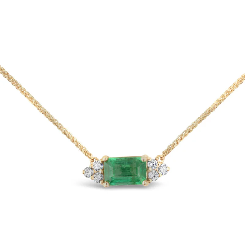 Best necklaces and pendants with cross pendants for a spiritual, meaningful symbol-14K Yellow Gold Emerald/Diamond Neckpiece