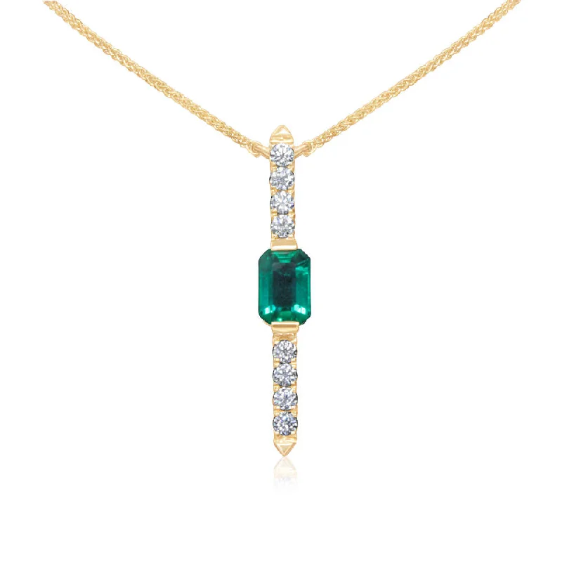 Best necklaces and pendants with layered designs for a chic, stacked look-14K Yellow Gold Emerald/Diamond Neckpiece