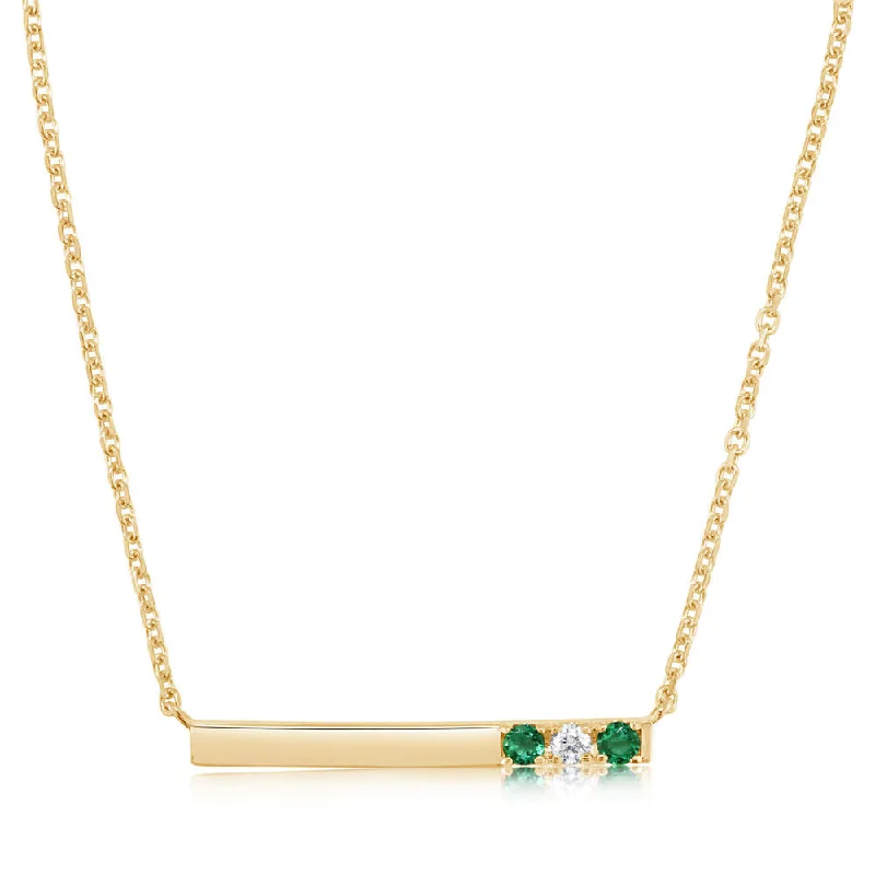 Unique necklaces and pendants with gemstones for a colorful and vibrant statement-14K Yellow Gold Emerald/Diamond Neckpiece