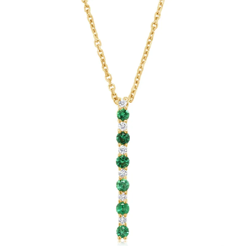 Necklaces and pendants with matching rings for a coordinated set of jewelry-14K Yellow Gold Emerald/Diamond Pendant