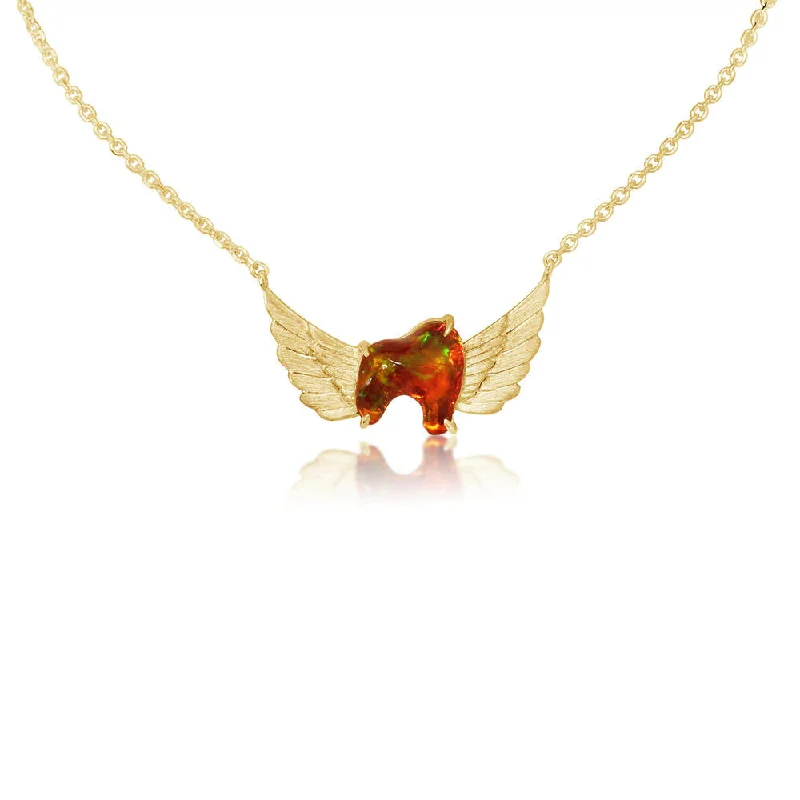 Beautiful necklaces and pendants with tree branch motifs for a nature-inspired design-14K Yellow Gold Fire Opal Neckpiece