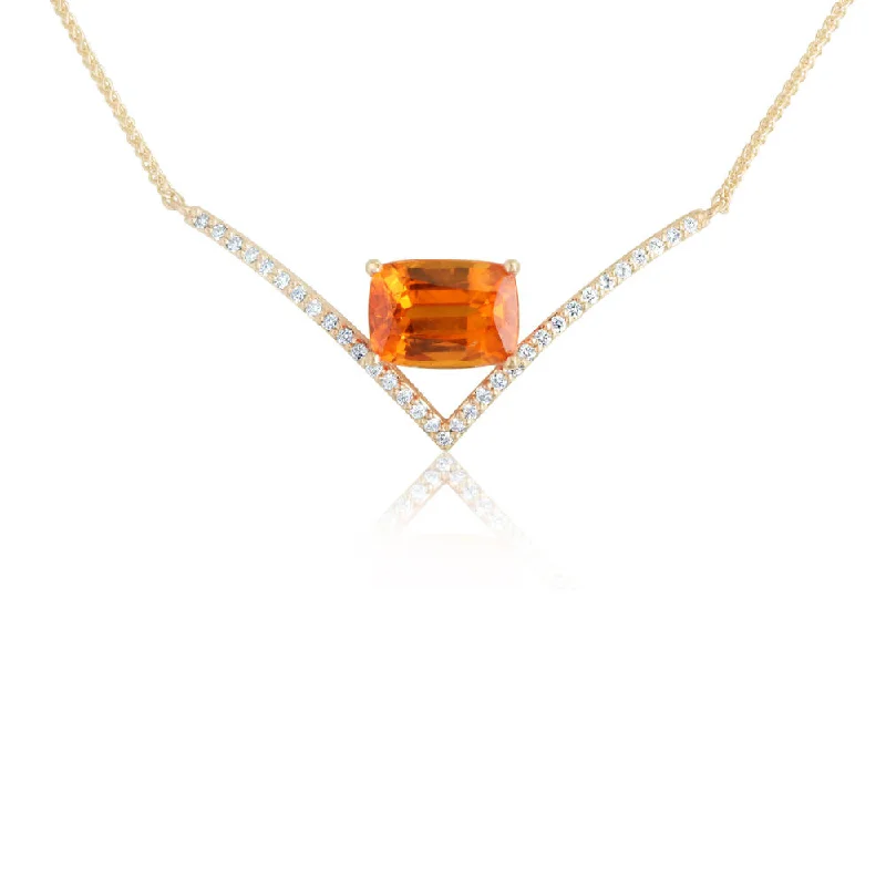 Elegant necklaces and pendants with onyx stones for a sleek, polished look-14K Yellow Gold Mandarin Garnet/Diamond Neckpiece