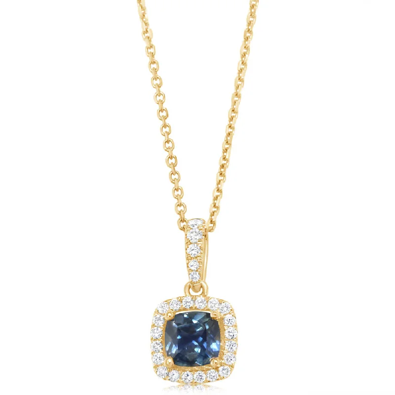 Beautiful necklaces and pendants with gemstone teardrops for an elegant effect-14K Yellow Gold Montana Sapphire/Diamond Pendant