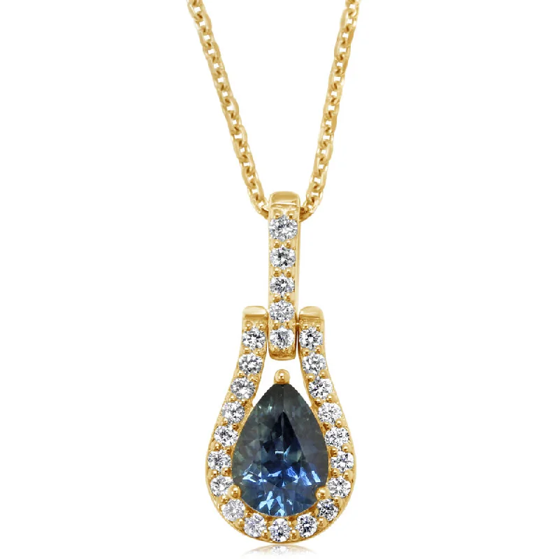 Best necklaces and pendants with black diamonds for an edgy, bold statement-14K Yellow Gold Montana Sapphire/Diamond Pendant