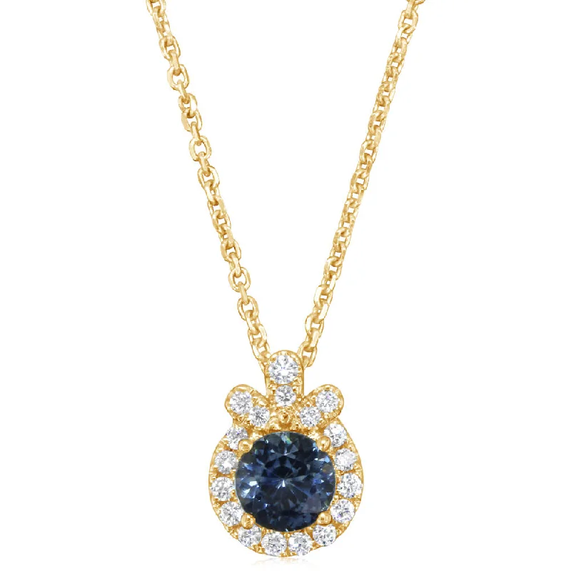 Best necklaces and pendants with adjustable chains for a customizable fit-14K Yellow Gold Montana Sapphire/Diamond Pendant