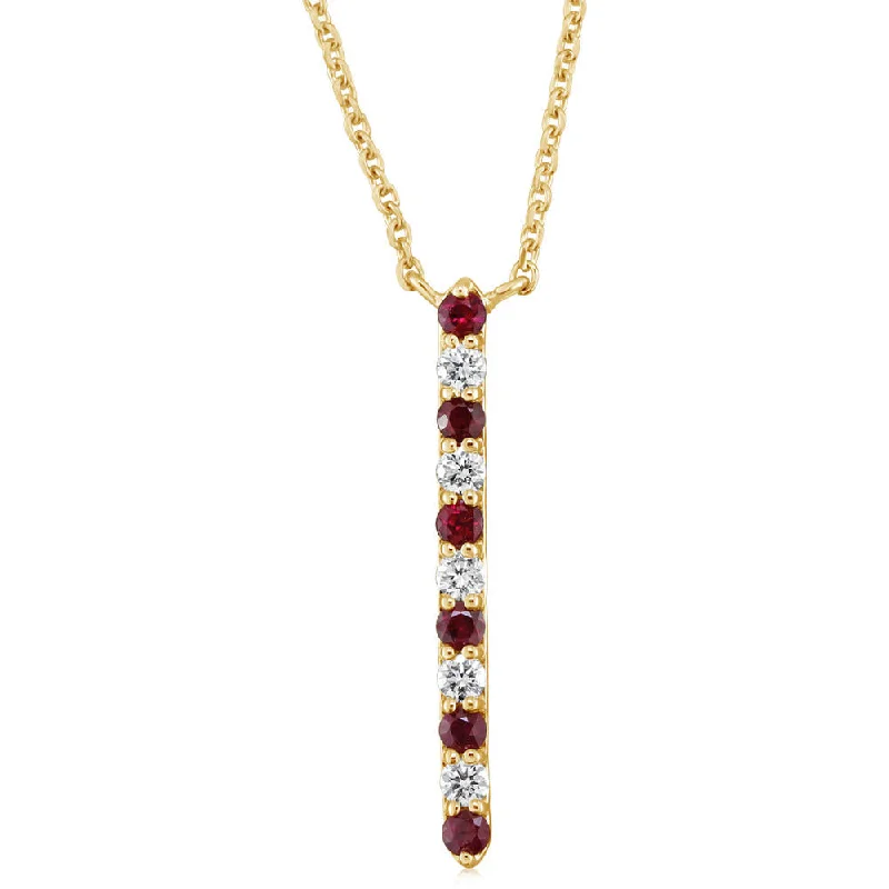 Necklaces and pendants with infinity love symbols for an eternal, romantic gesture-14K Yellow Gold Ruby/Diamond Neckpiece