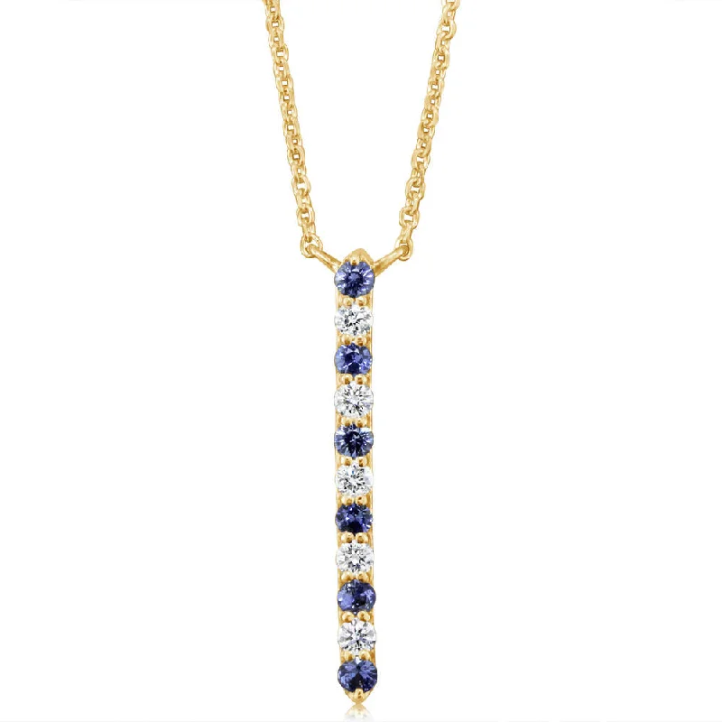 Best necklaces and pendants for everyday wear with minimalist designs-14K Yellow Gold Sapphire/Diamond Neckpiece