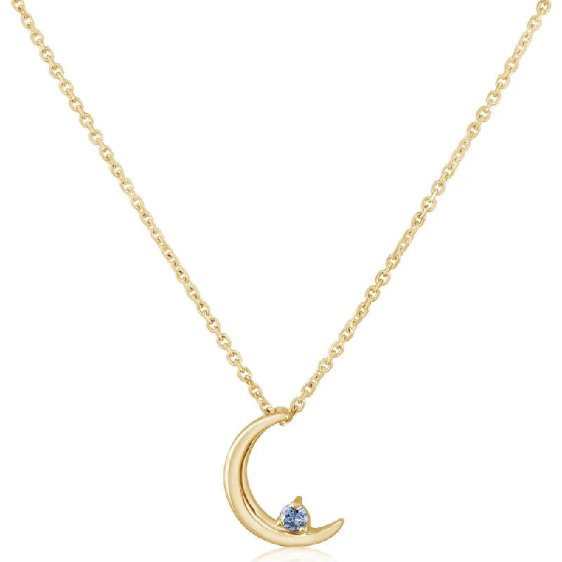 Fashionable necklaces and pendants with birthstones for a personalized gift idea-14K Yellow Gold Sapphire Moon Pendant