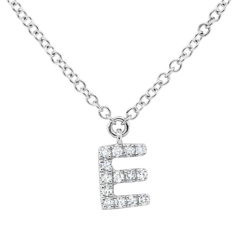 Unique necklaces and pendants with artistic shapes for a creative, one-of-a-kind design-Diamond Initial Pendant - Letter E