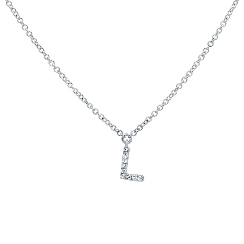 Beautiful necklaces and pendants with gemstone teardrops for an elegant effect-Diamond Initial Pendant - Letter L