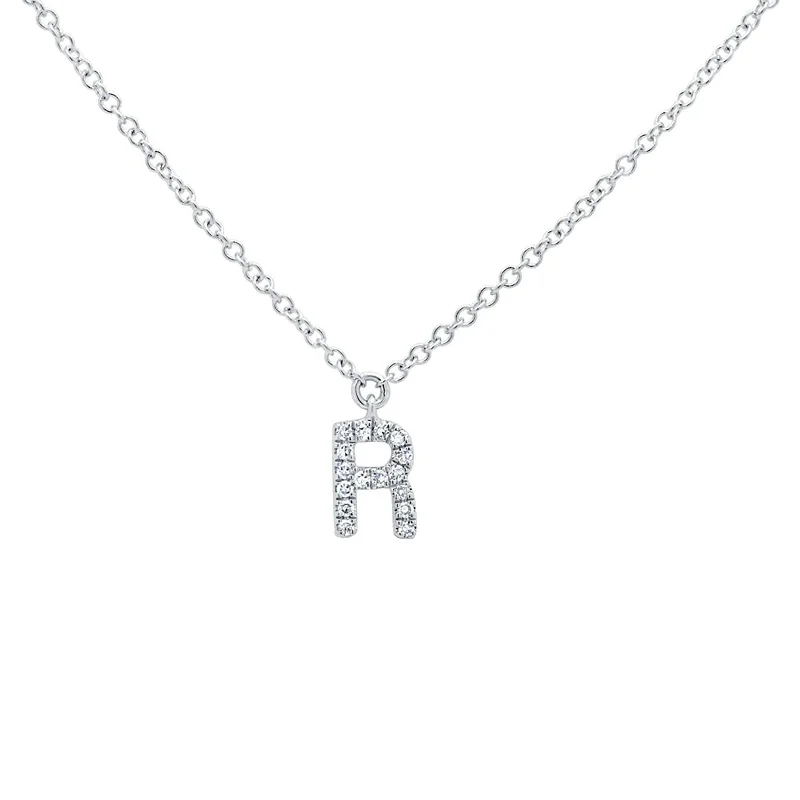 Necklaces and pendants with star-shaped designs for a whimsical, celestial touch-Diamond Initial Pendant - Letter R