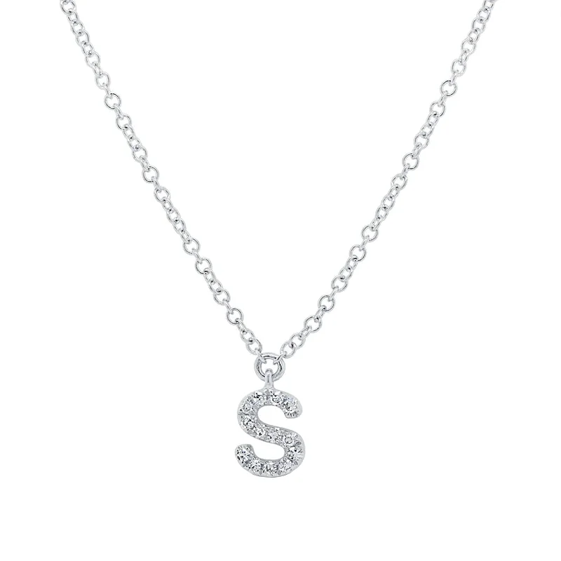 Necklaces and pendants with love knot designs for a romantic, meaningful symbol-Diamond Initial Pendant - Letter S