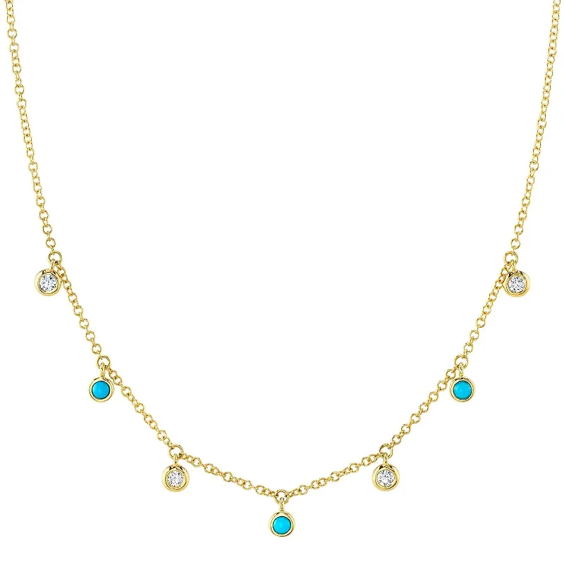 Best necklaces and pendants with seashell designs for a tropical, beachy vibe-Composite Turquoise and Diamond Necklace