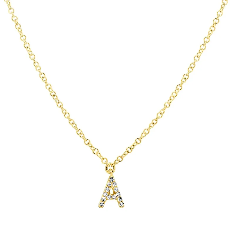 Necklaces and pendants with enamel accents for a colorful, eye-catching appearance-Diamond Initial Pendant - Letter A