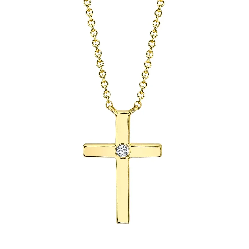 Best necklaces and pendants with matching earrings for a coordinated, elegant look-Diamond Bezel Cross Necklace