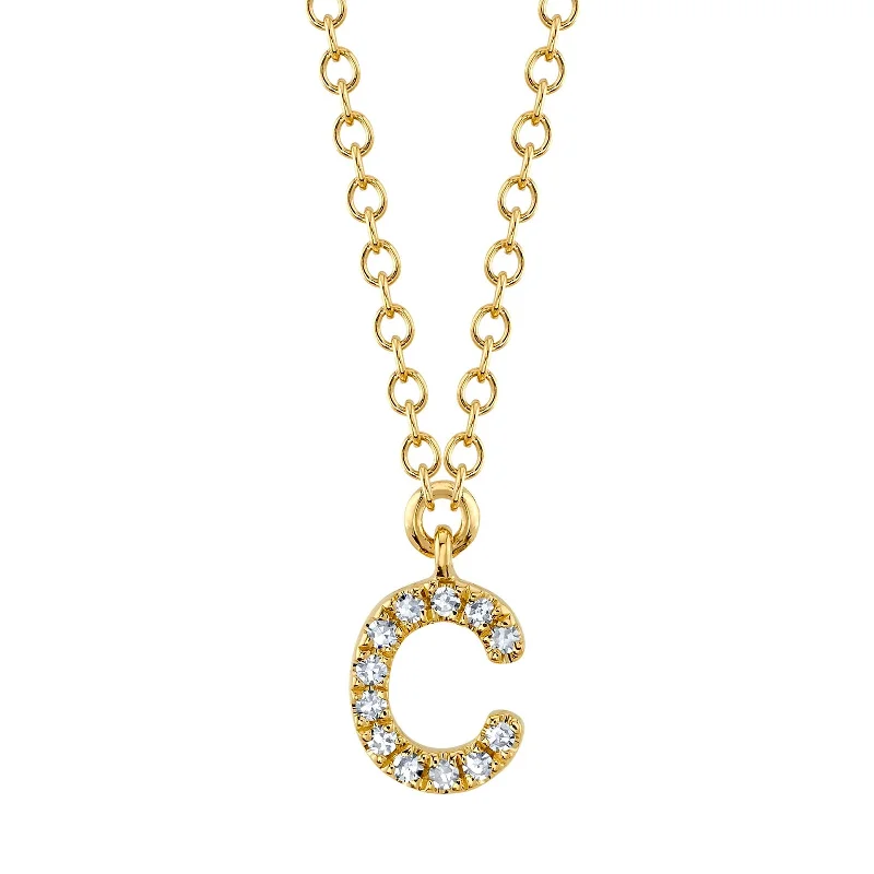 Beautiful necklaces and pendants with geometric shapes for a modern, artistic design-Diamond Initial Pendant - Letter C