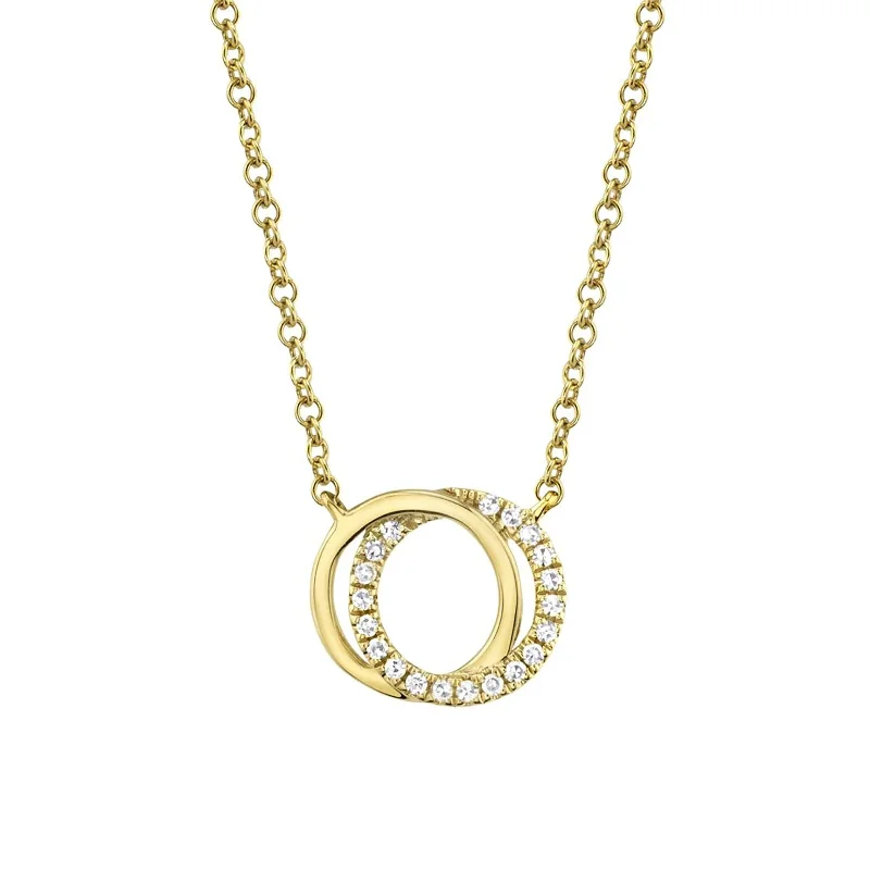 Necklaces and pendants with abstract shapes for a modern, creative appearance-Diamond Love Knot Circle Necklace