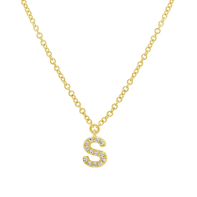 Necklaces and pendants with ocean-inspired designs for a refreshing, beachy feel-Diamond Initial Pendant - Letter S