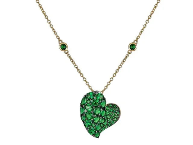 Elegant necklaces and pendants with onyx stones for a sleek, polished look-18k Yellow Gold Tsavorite Garnet Heart Necklace