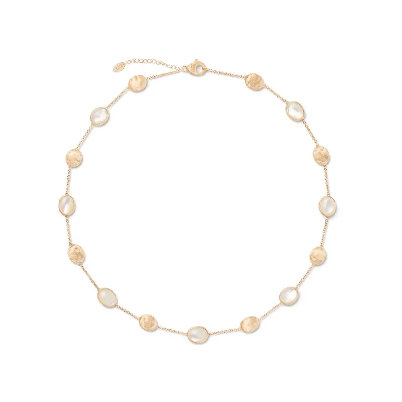 Trendy necklaces and pendants with statement pieces for a bold fashion statement-Siviglia Yellow Gold Mother of Pearl Necklace