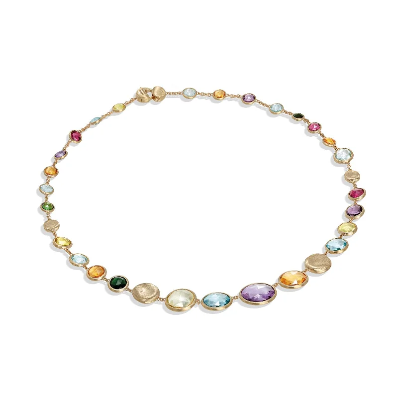 Necklaces and pendants with pearls for a classic and sophisticated touch-Graduated Mixed Gemstone Collar