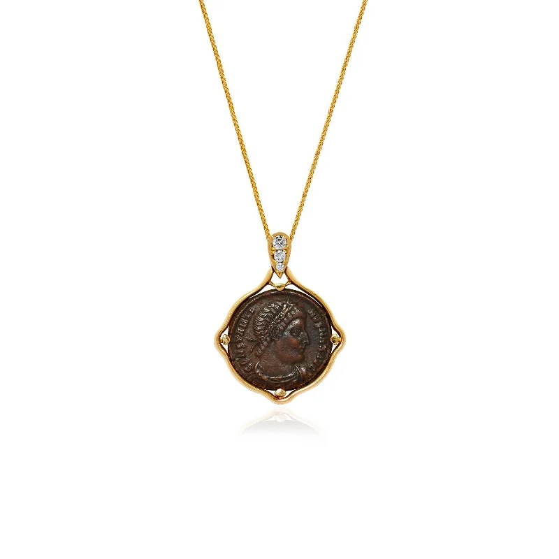 Best necklaces and pendants with matching rings for a coordinated jewelry set-Constantine I the Great Greek Bronze Coin Pendant