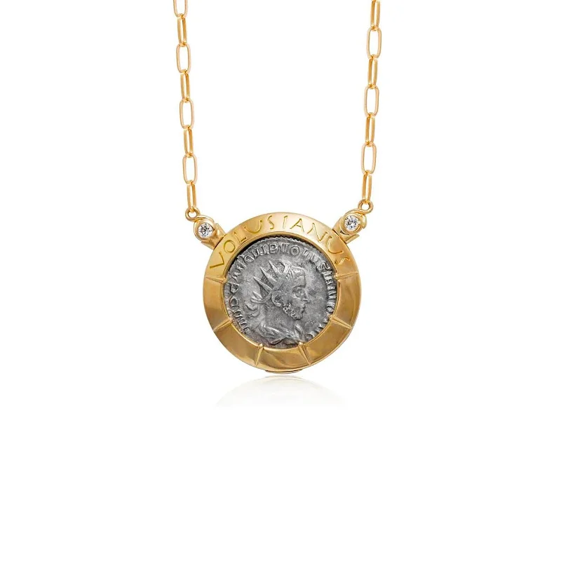 Best necklaces and pendants with oval pendants for a classic, elegant shape-Roman Volusian Reversible Coin Necklace with Diamonds