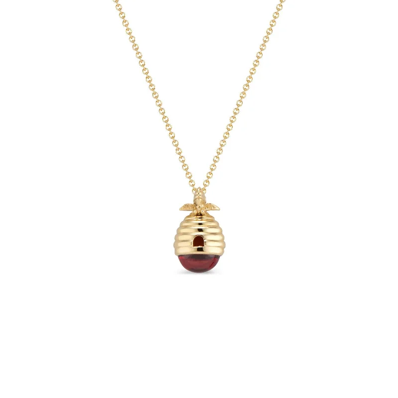 Unique necklaces and pendants with artistic shapes for a creative, one-of-a-kind design-Garnet Mini Beehive Pendant