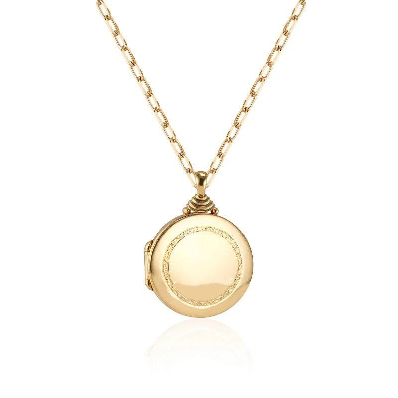 Beautiful necklaces and pendants with gemstone teardrops for an elegant effect-Large Round Locket with Hand-Engraved Detailing