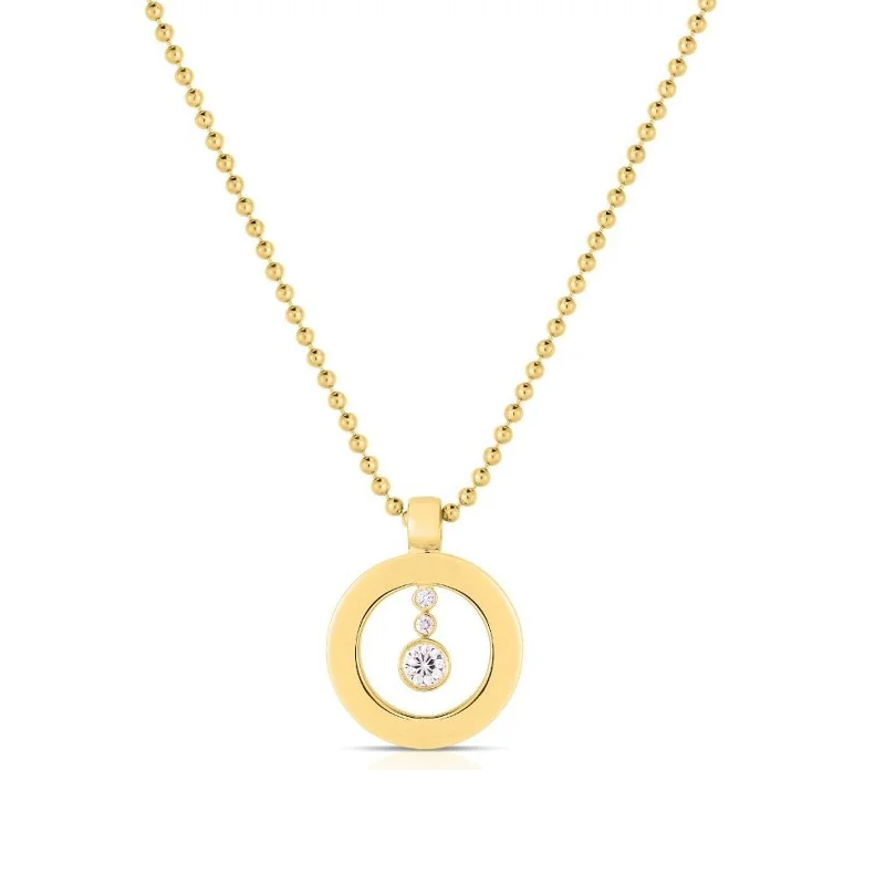 Necklaces and pendants with enamel accents for a colorful, eye-catching appearance-18k Yellow Gold Cento Diamond O Necklace