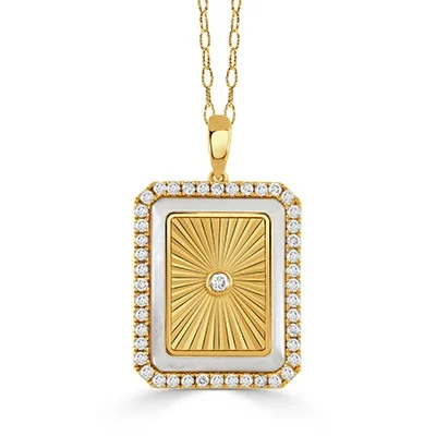 Necklaces and pendants with custom engravings for a personal, meaningful gift-.80ctw Diamond & Mother-Of-Pearl Pendant