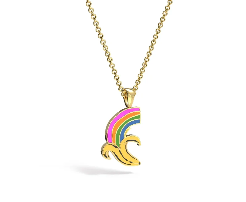 Elegant necklaces and pendants with diamond accents for added sparkle-Banana Rainbow Pendant