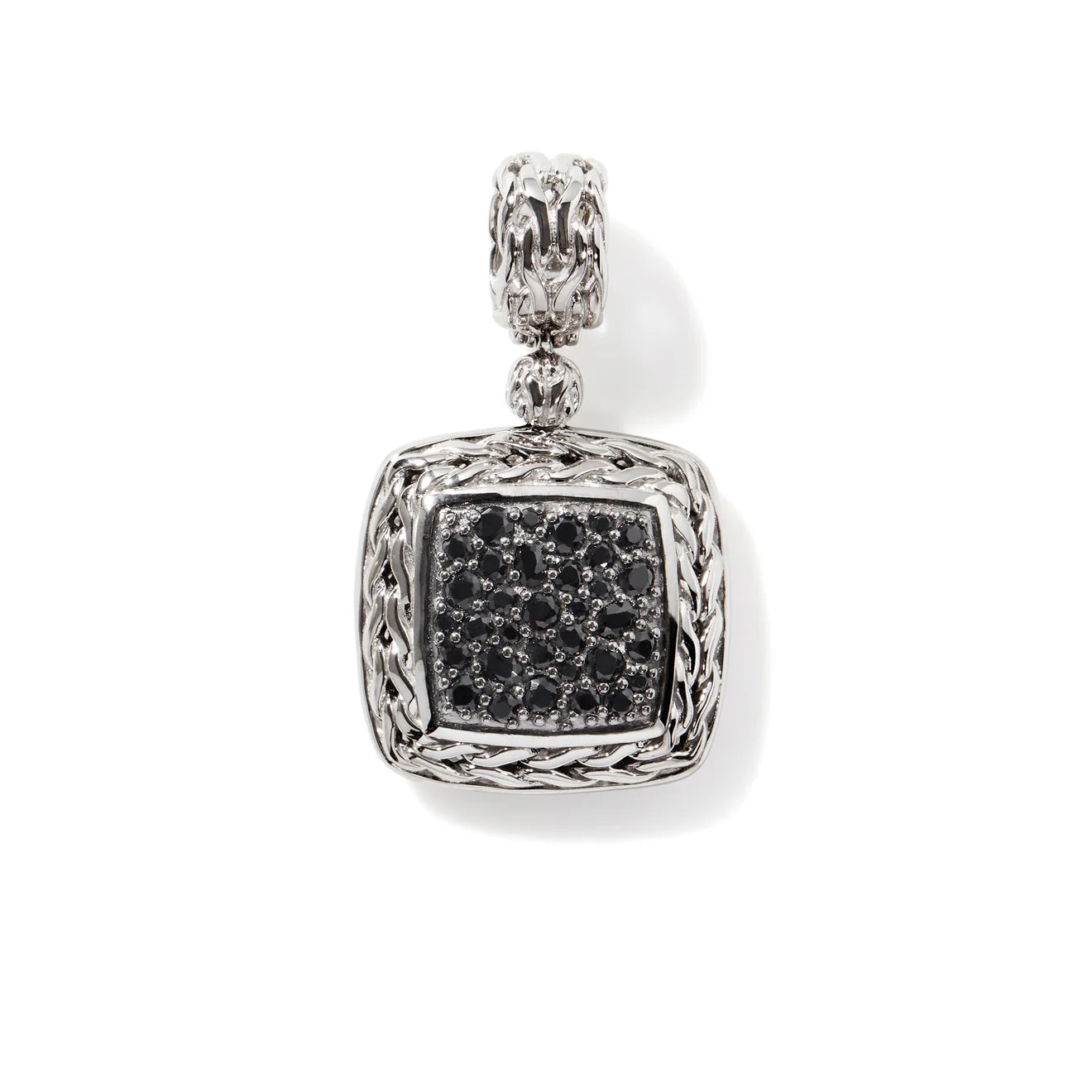 Best necklaces and pendants with sterling silver for an affordable yet stylish choice-Carved Chain Pendant with Pavé Black Sapphires