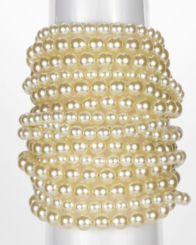 Stylish necklaces and pendants with diamonds for a glamorous and elegant look-Chunky All Pearl Cuff 1", Ivory