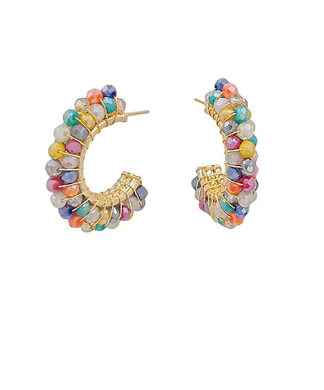 Drop Earrings with Star Motifs -Classy Glass Beaded Multi Earrings