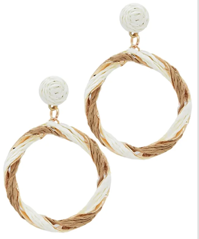 Drop Earrings for Bridesmaids Look -Coastal Cream Raffia Earrings