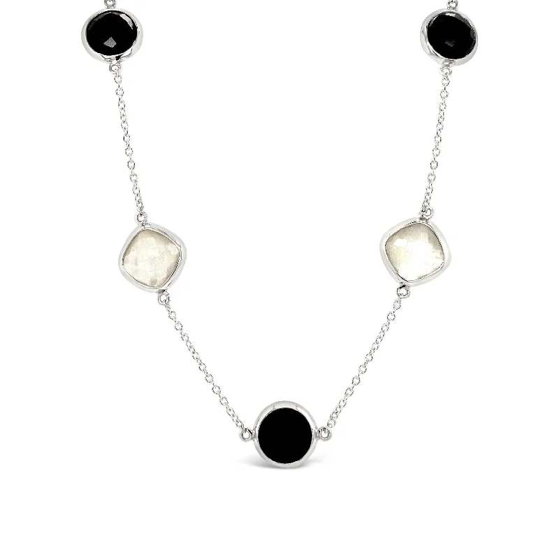 Necklaces and pendants with infinity love symbols for an eternal, romantic gesture-Onyx and Pearl Necklace