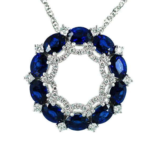 Unique necklaces and pendants with tree of life motifs for nature-inspired elegance-Sapphire Circle Pendant