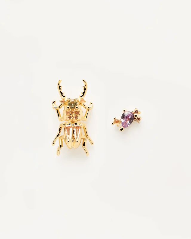 Gold Drop Earrings for Women -Courage Beetle Earrings