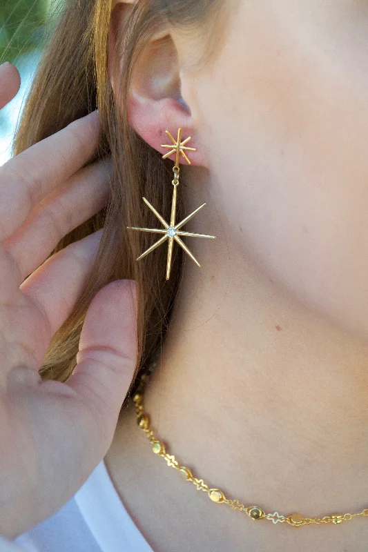 Drop Earrings with Matte Finish -Daisy Star Earrings