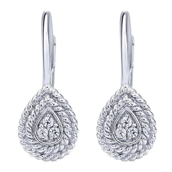 Crystal Drop Earrings for Sparkle -Pear Shape Drop  Diamond Earrings 14K White Gold