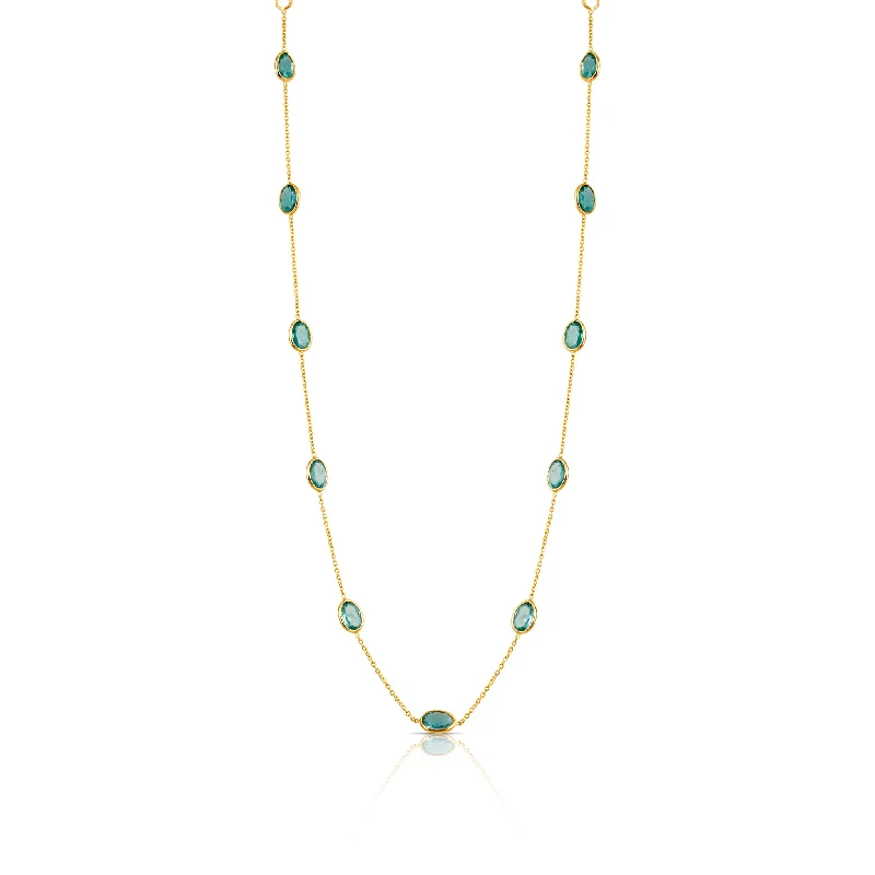 Best necklaces and pendants with intricate beadwork for a bohemian-inspired look-Gemstone Oval Necklace In 18K Yellow Gold