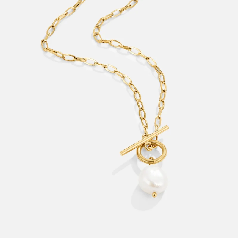 Necklaces and pendants with angel wing motifs for a spiritual, meaningful design-Eva Freshwater Pearl Gold Necklace