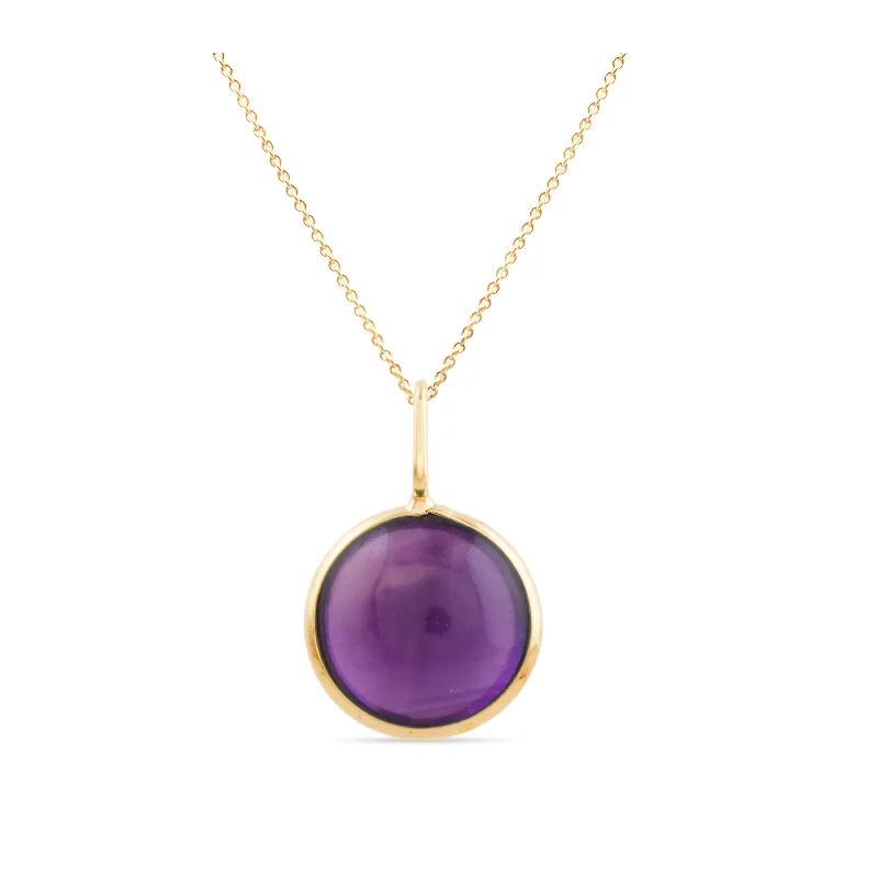 Elegant necklaces and pendants with infinity symbols for timeless designs-Gemstone Round Pendant In 18K Yellow Gold