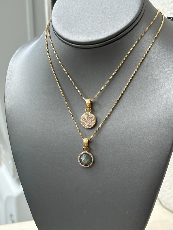 Best necklaces and pendants with gemstone clusters for a bold and colorful effect-Gold & Labradorite Pavè Frame Necklace