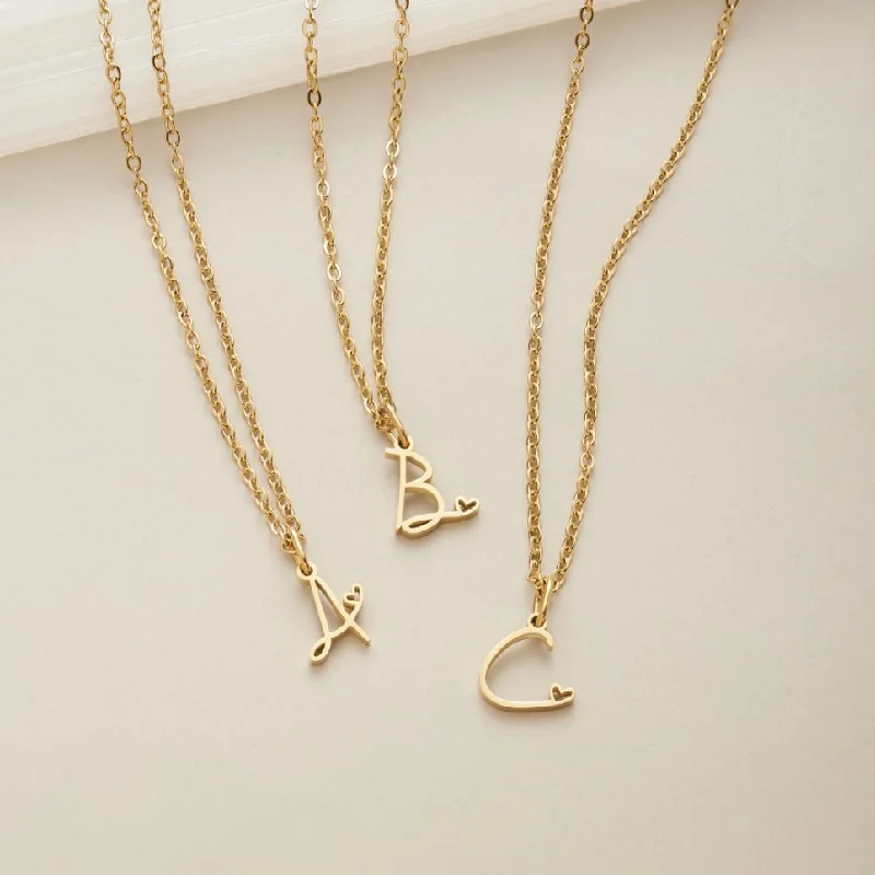 Necklaces and pendants with crescent moon designs for a celestial and mystical feel-Gold Letter Heart Necklace