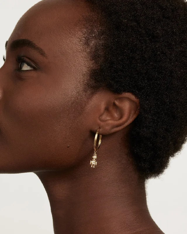 Drop Earrings with Textured Surface -GRID Space Age Gold Earrings