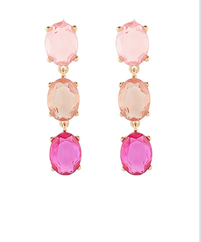 Drop Earrings with Matte Finish -Jewel Pink Dangle Earrings