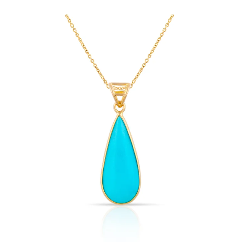 Best necklaces and pendants with crystal accents for a sparkling and elegant style-Gemstone Pear Shape Pendant In 18K Yellow Gold