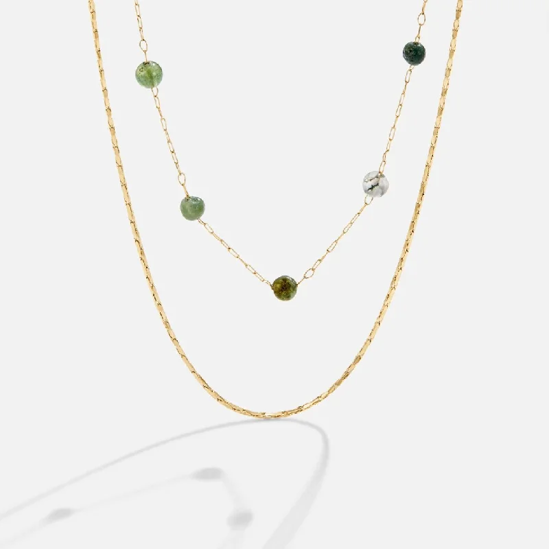 Simple necklaces and pendants with bar pendants for a sleek modern design-Layered Alana Gold & Stone Necklace